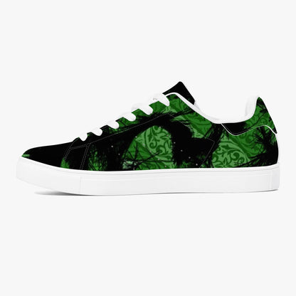 Green Fur Like  Classic Low-Top Leather Sneakers - White/Black