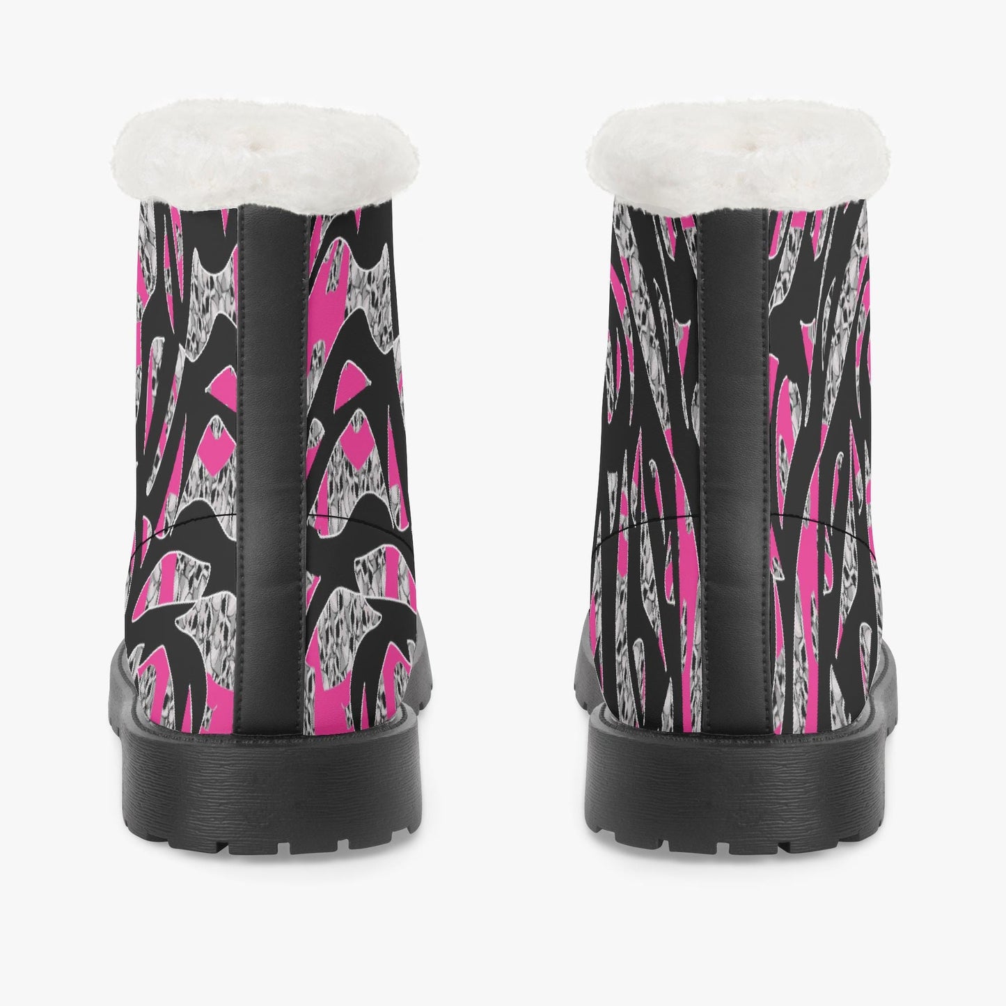 Skullfetti Faux Fur Leather Boots