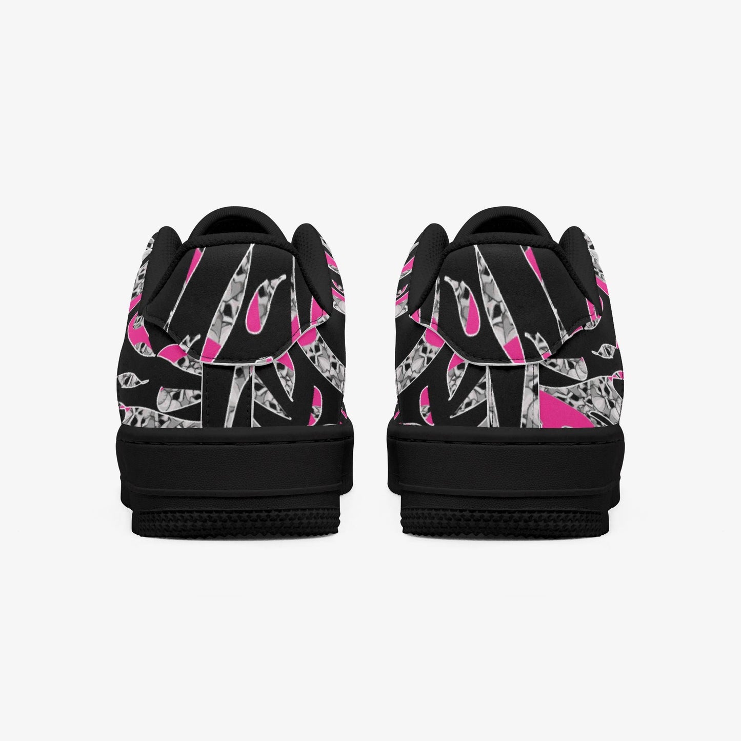 Skullfetti Low-Top Leather Sports Sneakers - Black Sole