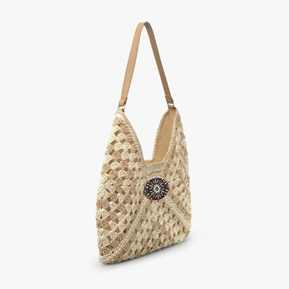 HeavenIy Peace Crochet Straw Bag
