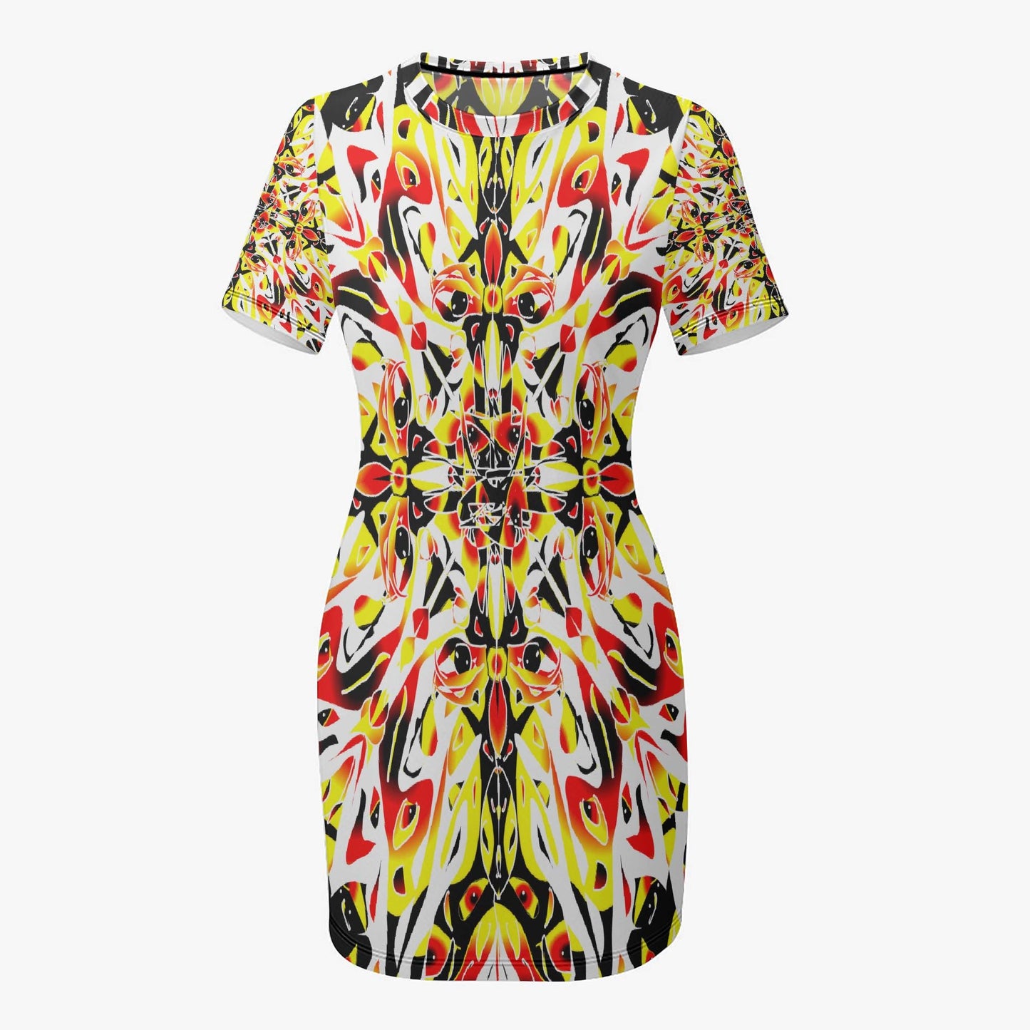 Colorful Dragon Slim-fit Short-sleeved Dress
