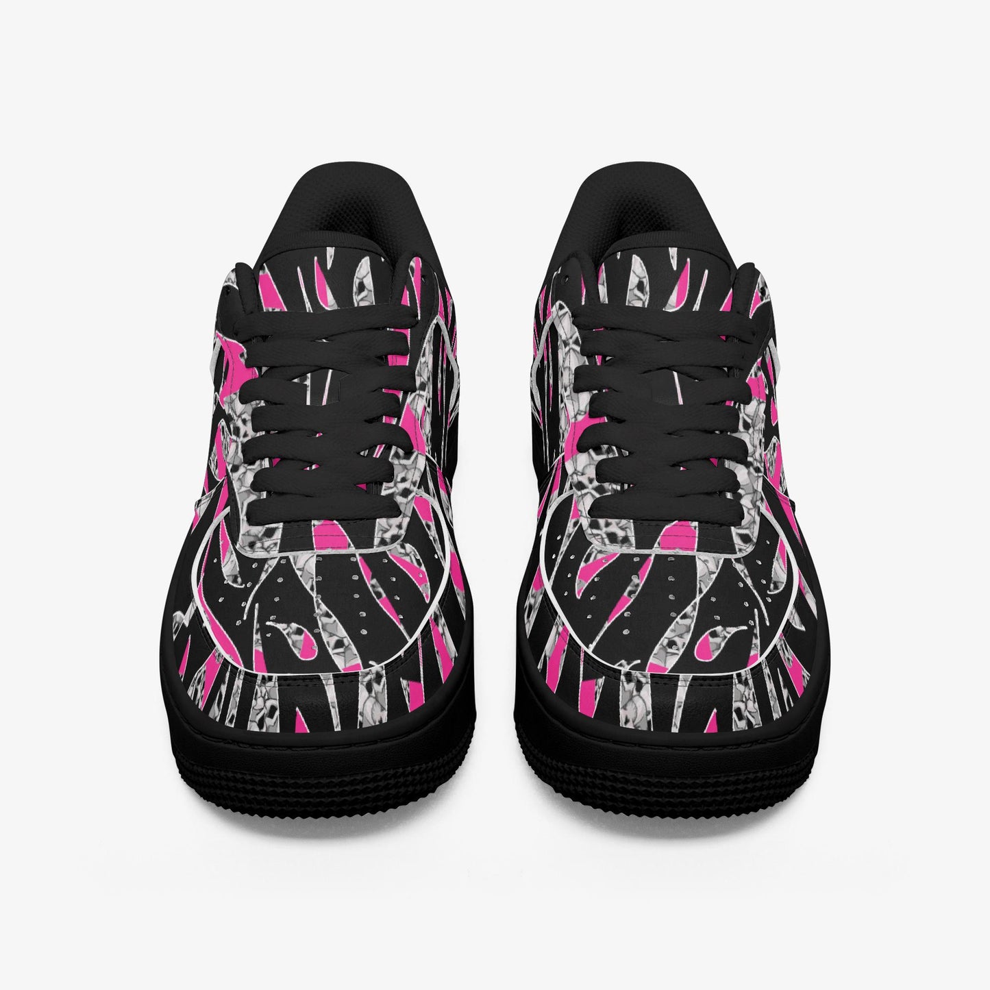 Skullfetti Low-Top Leather Sports Sneakers - Black Sole