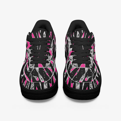 Skullfetti Low-Top Leather Sports Sneakers - Black Sole