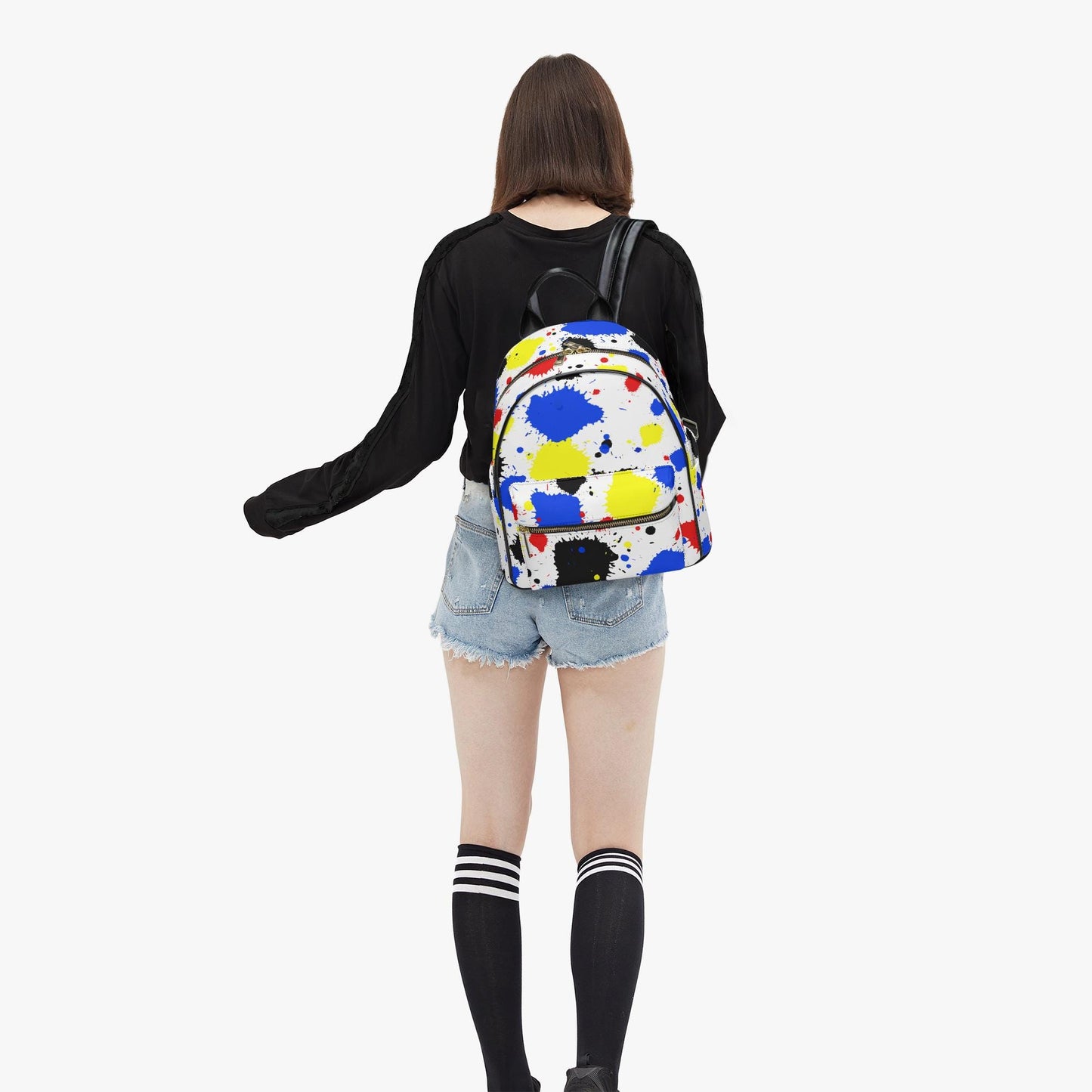 Paint Drip All Over Printed PU Backpack