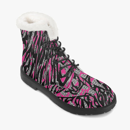 Skullfetti Faux Fur Leather Boots
