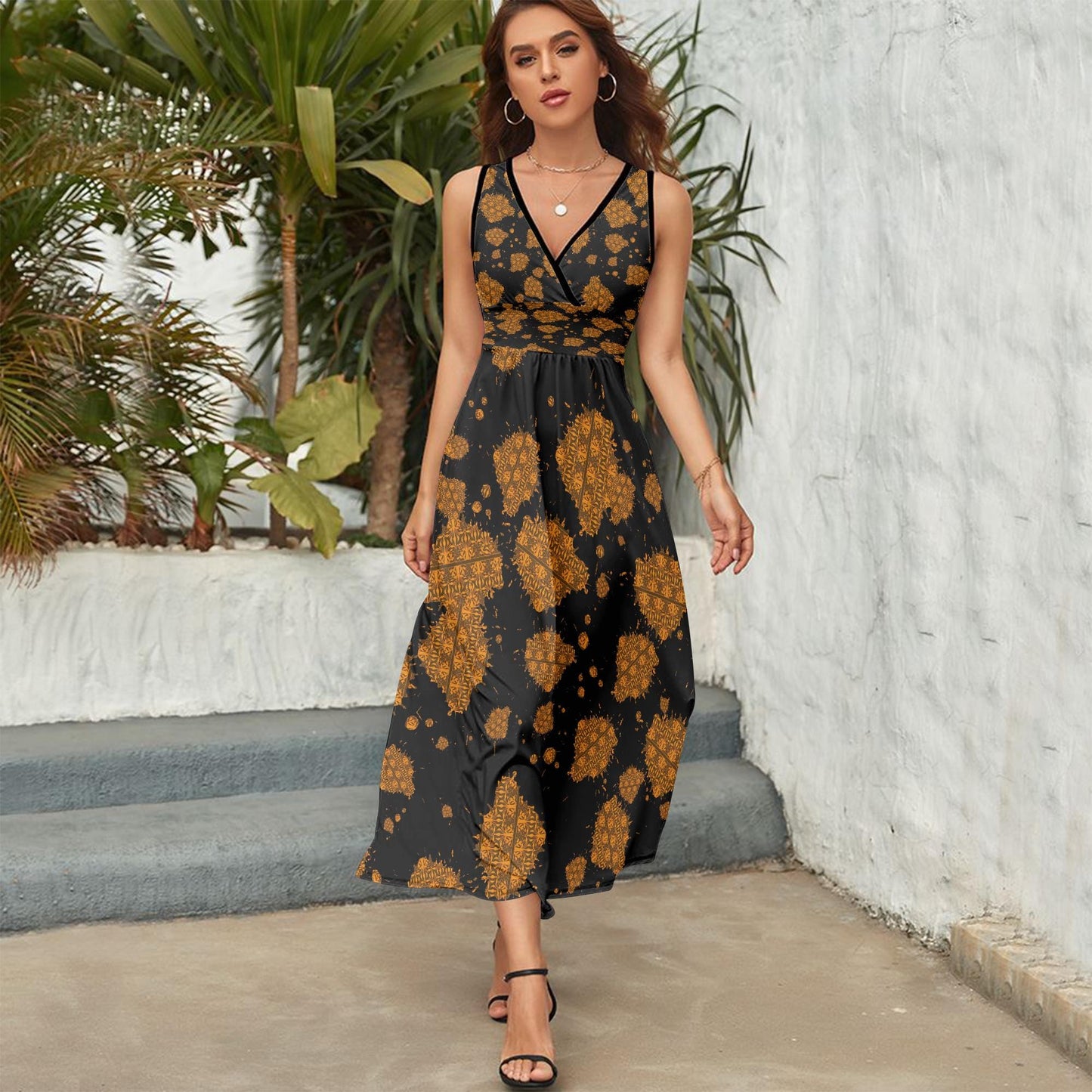 Meteor Shower V-neck Sleeveless Dress