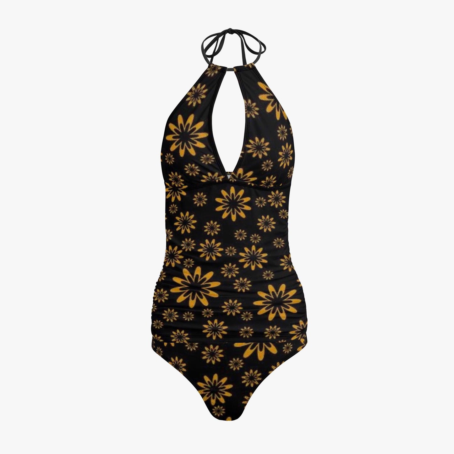 Flower Boomtelyah Halter Top Two-Piece Tankini Swimsuit