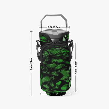 Green Furry Like Camouflage Tumbler Sleeve with Phone Holder