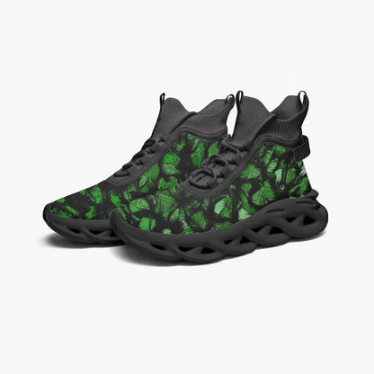 Green Fur Like  High-top Bounce Mesh Knit Sneakers