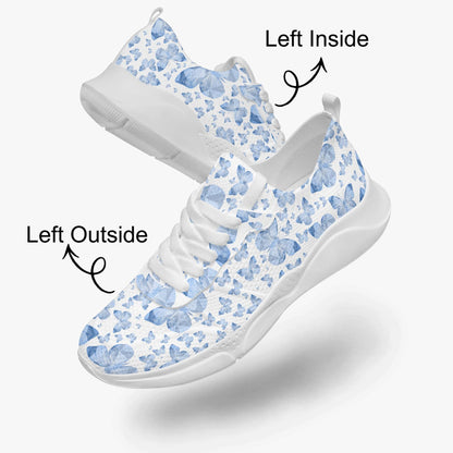 Blue Butterflies In White Women's Running Shoes