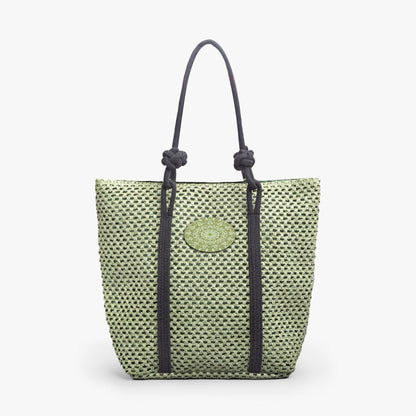 Green Sensation Woven Large Tote Shoulder Bag