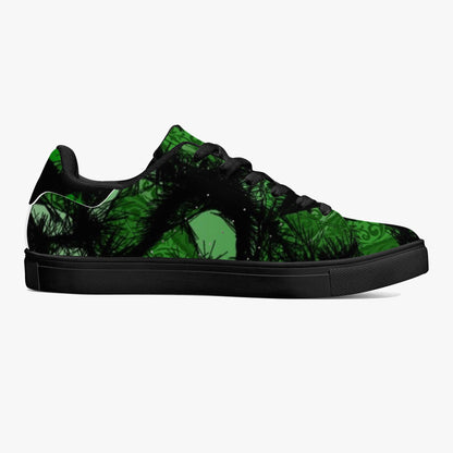 Green Fur Like  Classic Low-Top Leather Sneakers - White/Black