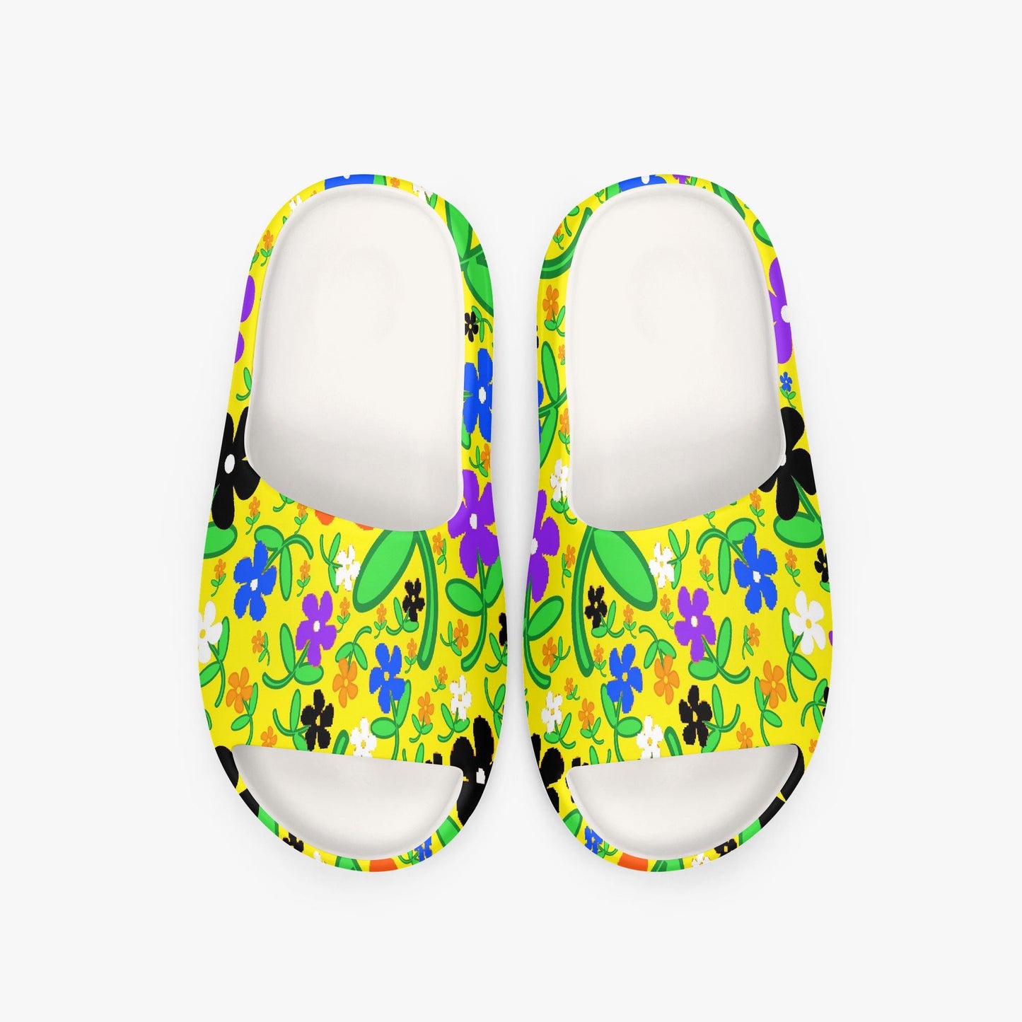 Colorful Flowers In Yellow  AOP Slides