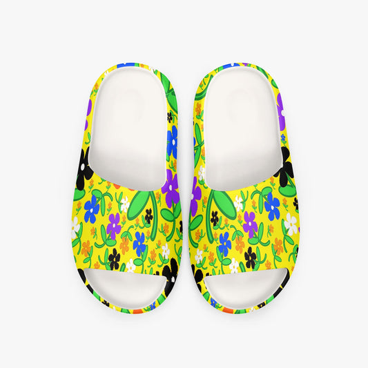 Colorful Flowers In Yellow  AOP Slides