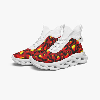 Vibrant Animal Print High-top Bounce Mesh Knit Sneakers