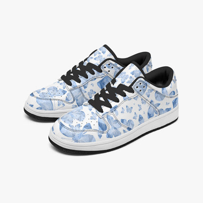 Blue Butterflies in White Dunk Stylish Low-Top Leather Sneakers