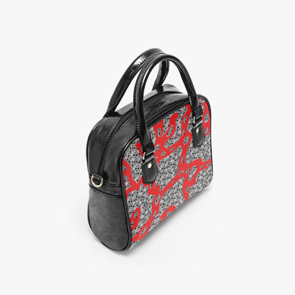 Skulls In Red Casual Leather Saddle Bag