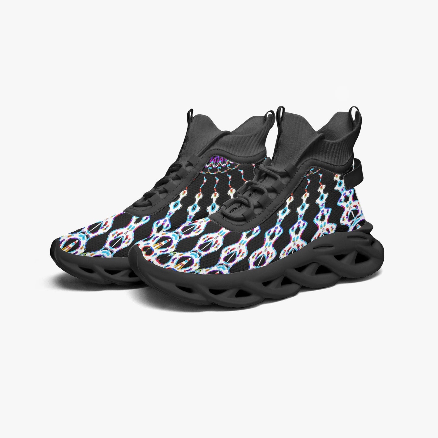Web Wave High-top Bounce Mesh Knit Sneakers