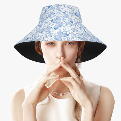 Blue Butterflies In White Boonie Hat