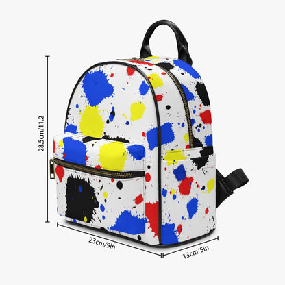 Paint Drip All Over Printed PU Backpack