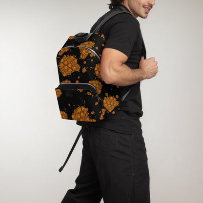 Rock Meteor Zipper-up Leather Backpack