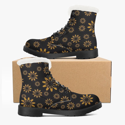 Flower Boomtelyah Faux Fur Leather Boots
