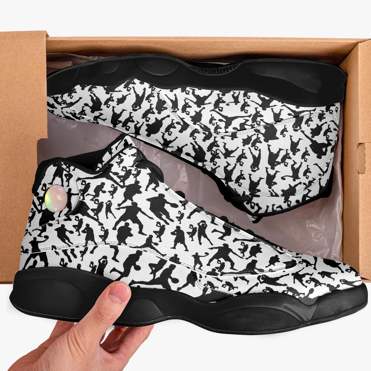 B-Ball Moves Black Sole High-Top Leather Basketball Sneakers