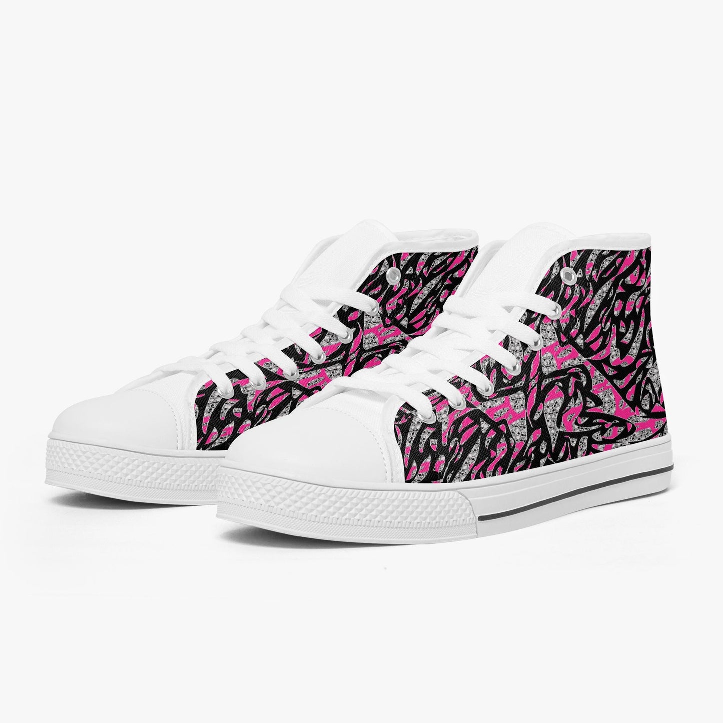 Skullfetti Classic High-Top Canvas Shoes - White/Black