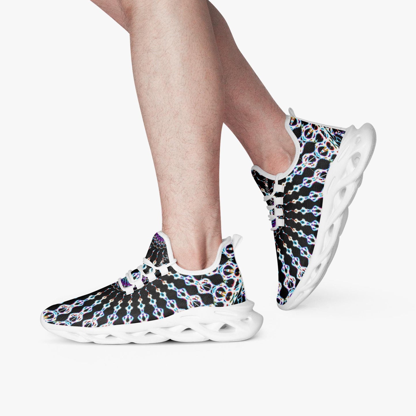 Web Wave Bounce Mesh Knit Sneakers - White