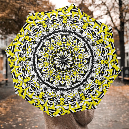 Flower Bloom In Yellow Automatic Folding Umbrella
