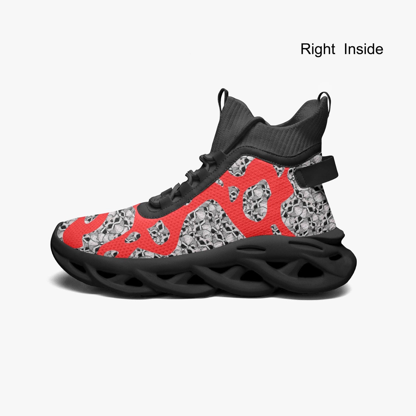 Skulls In Red High-top Bounce Mesh Knit Sneakers