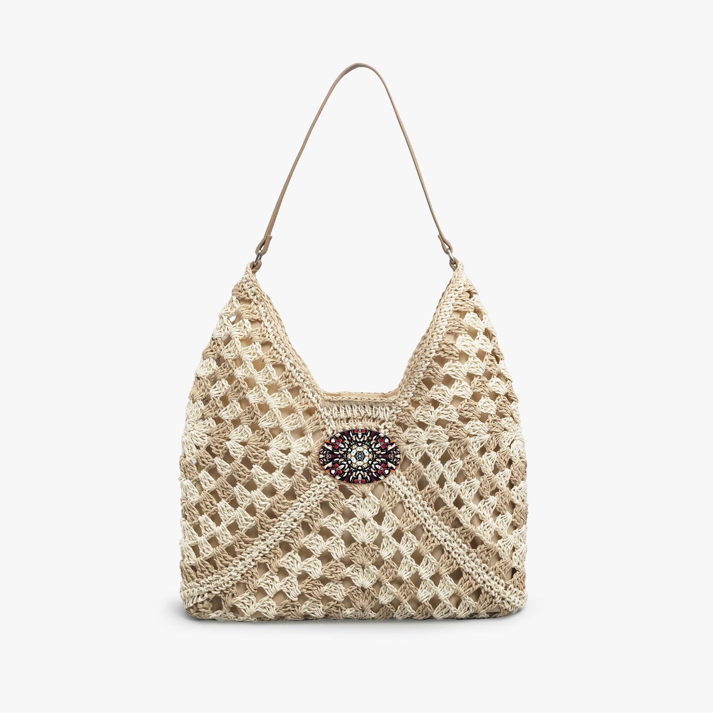 HeavenIy Peace Crochet Straw Bag