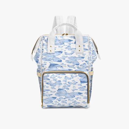 Blue Butterflies In White Baby Momaz Diaper Backpack