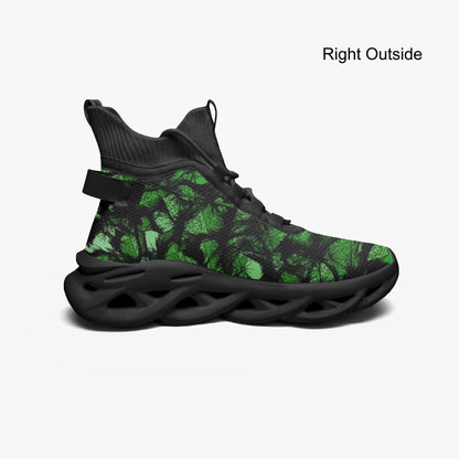 Green Fur Like  High-top Bounce Mesh Knit Sneakers