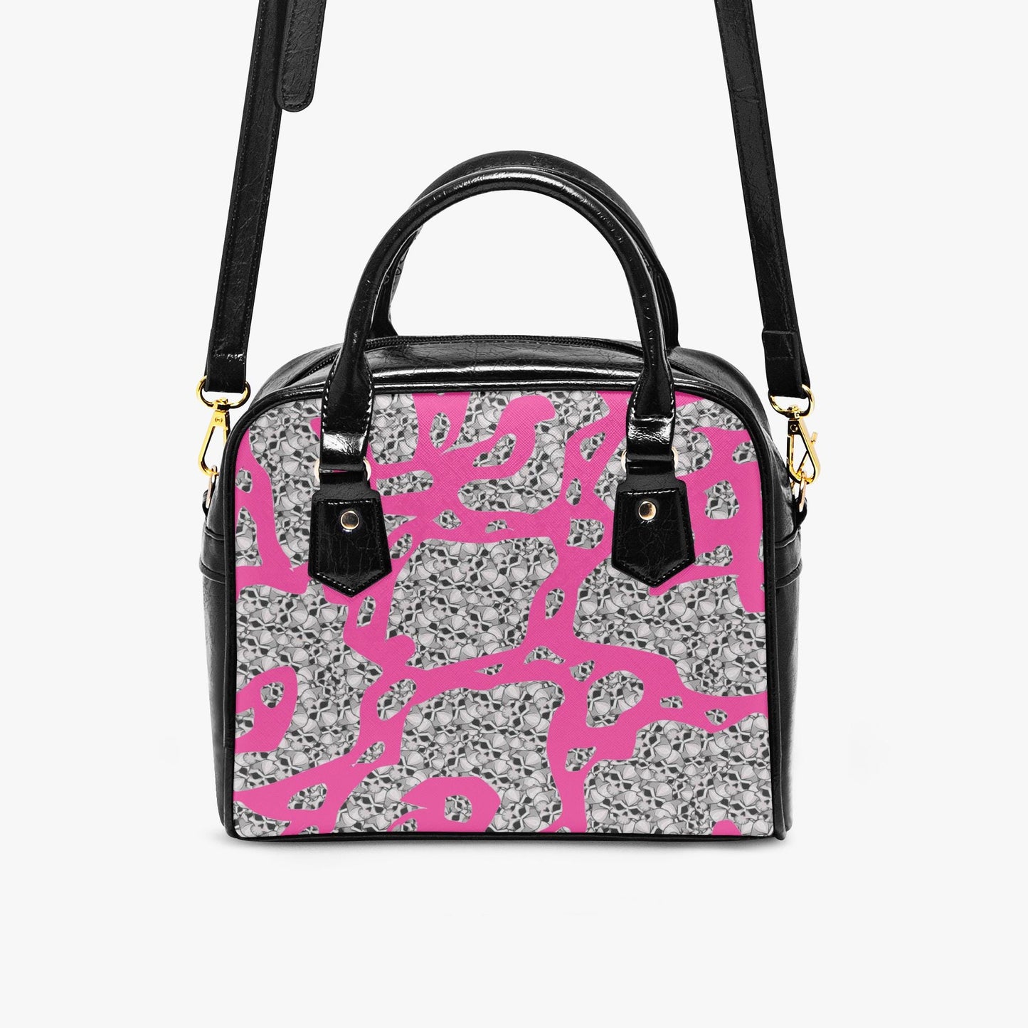 Skulls In Pink Casual Leather Saddle Bag