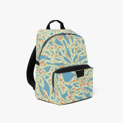 Green & Blue Zipper-up Leather Backpack