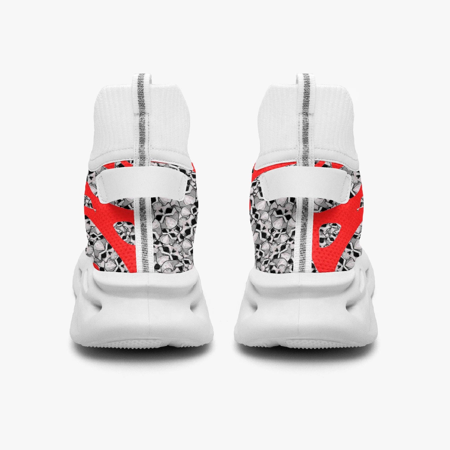 Skulls In Red High-top Bounce Mesh Knit Sneakers