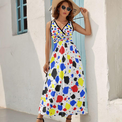 Paint Drip V-neck Sleeveless Dress