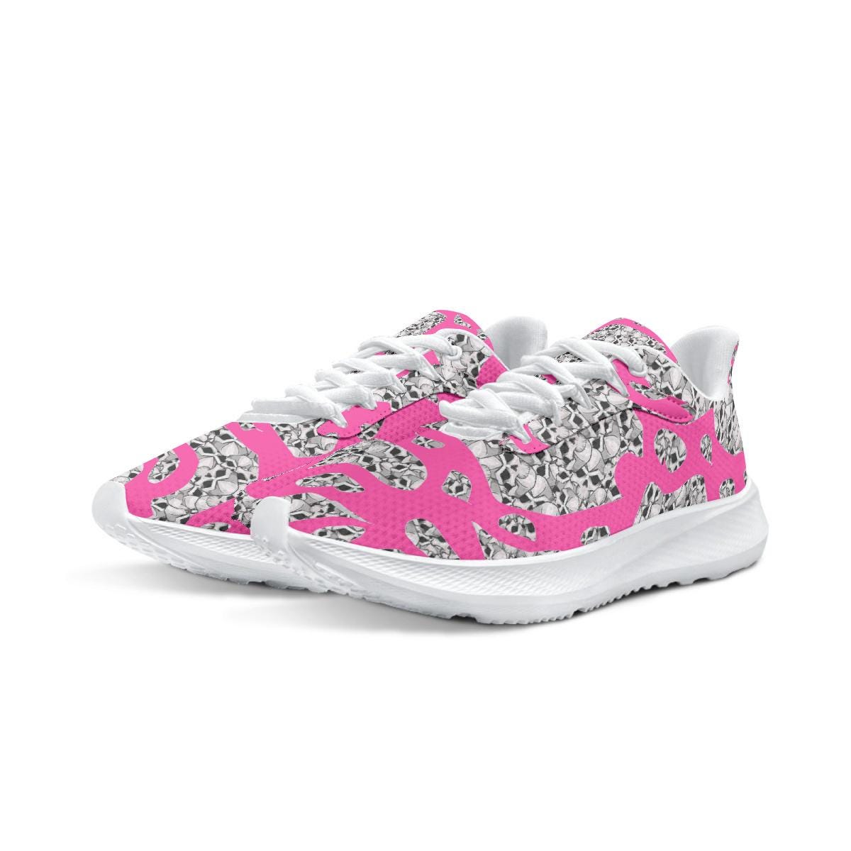 Skulls In Pink Waving Running Shoes