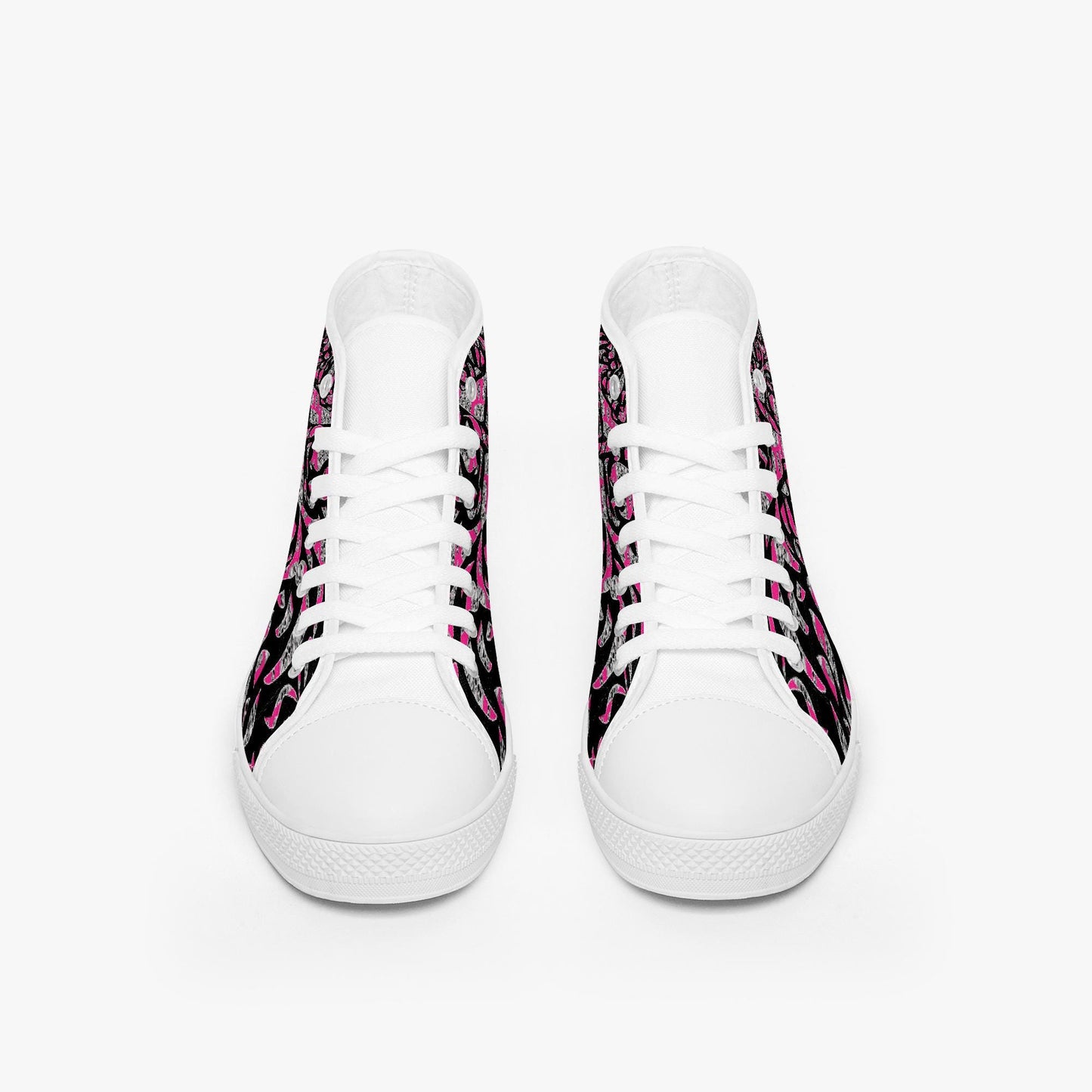 Skullfetti Classic High-Top Canvas Shoes - White/Black