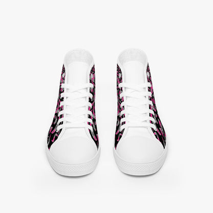 Skullfetti Classic High-Top Canvas Shoes - White/Black