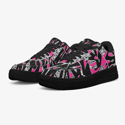 Skullfetti Low-Top Leather Sports Sneakers - Black Sole