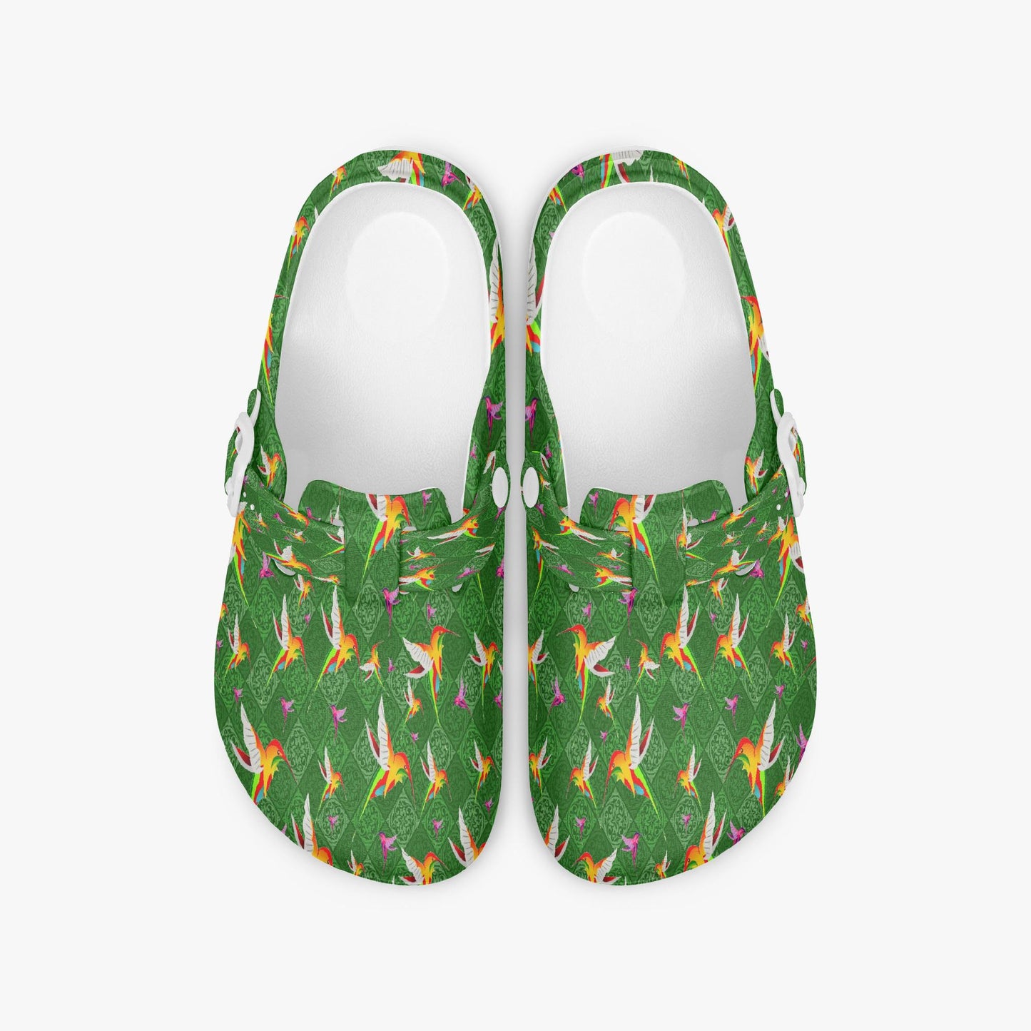 Humming Birds In Green EVA Nurse Clogs