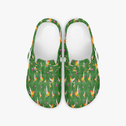 Humming Birds In Green EVA Nurse Clogs