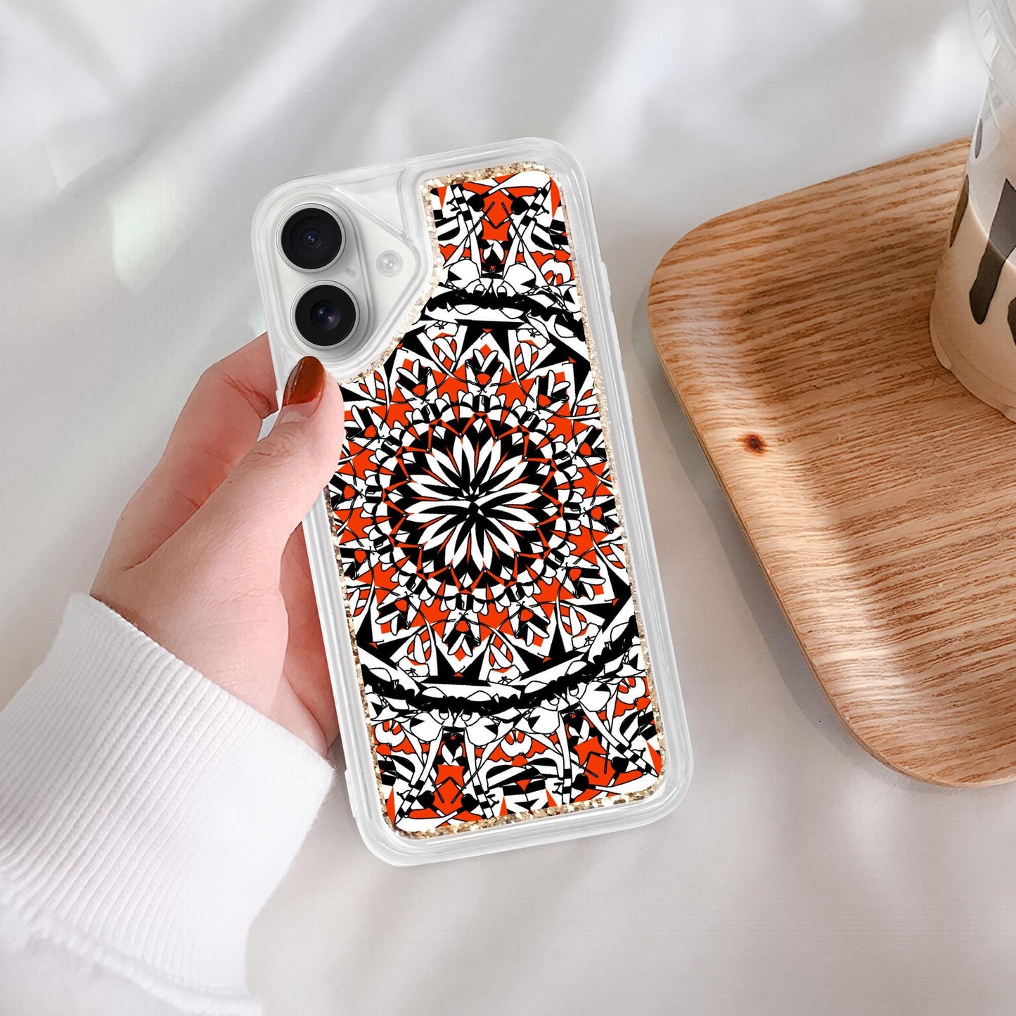 Flower Bloom In Orange iPhone 16 Series Liquid Clear Cases