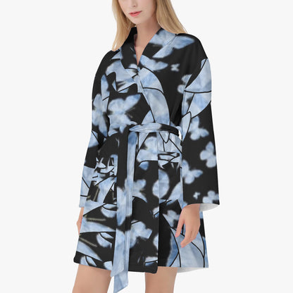 Butterfly Effect In Black Women's Loose-fitting Bathrobe
