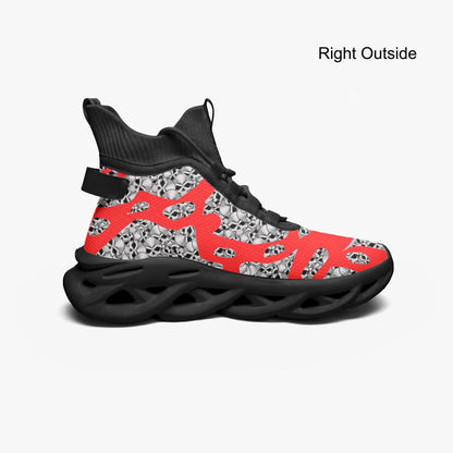 Skulls In Red High-top Bounce Mesh Knit Sneakers