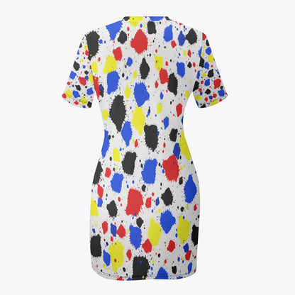 Paint Drip Slim-fit Short-sleeved Dress