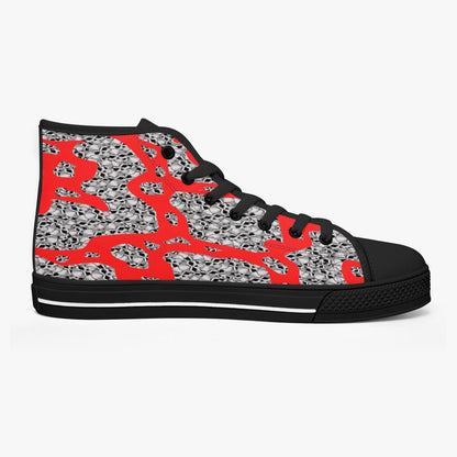 Skulls In Red Classic High-Top Canvas Shoes - White/Black