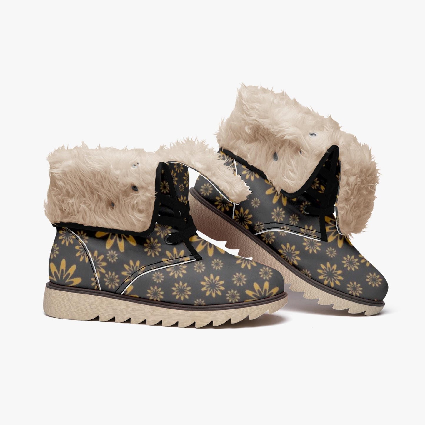 Flower Boomtelyah Cotton-pad Fur Lining Boots